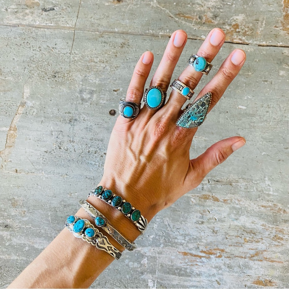SOLD ♥️ Navajo ♥️ Landon Secatero Sterling Silver & Appaloosa Turquoise Ring - Picture 12 of 13
